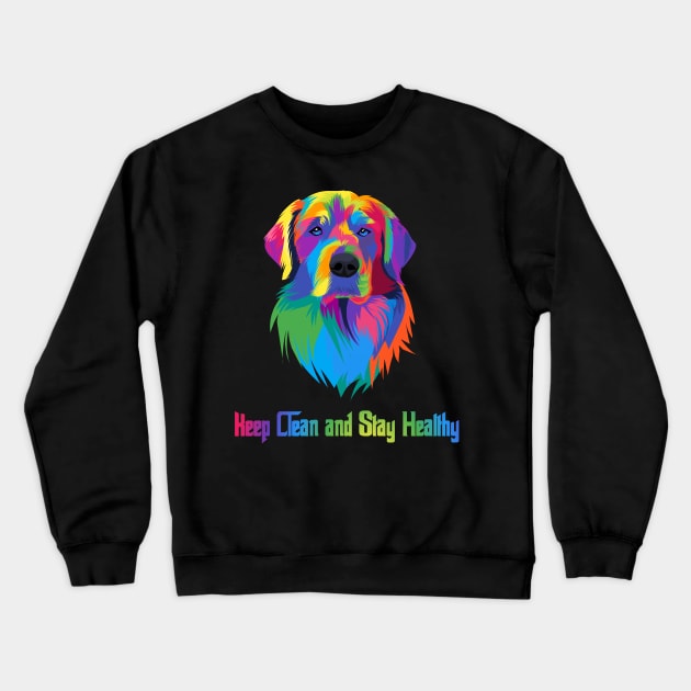 Colorful dog keep clean and stay healthy Crewneck Sweatshirt by Fadmel